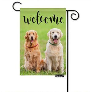 12.5 x 18 Inch Welcome Golden Retriever Garden_yyth